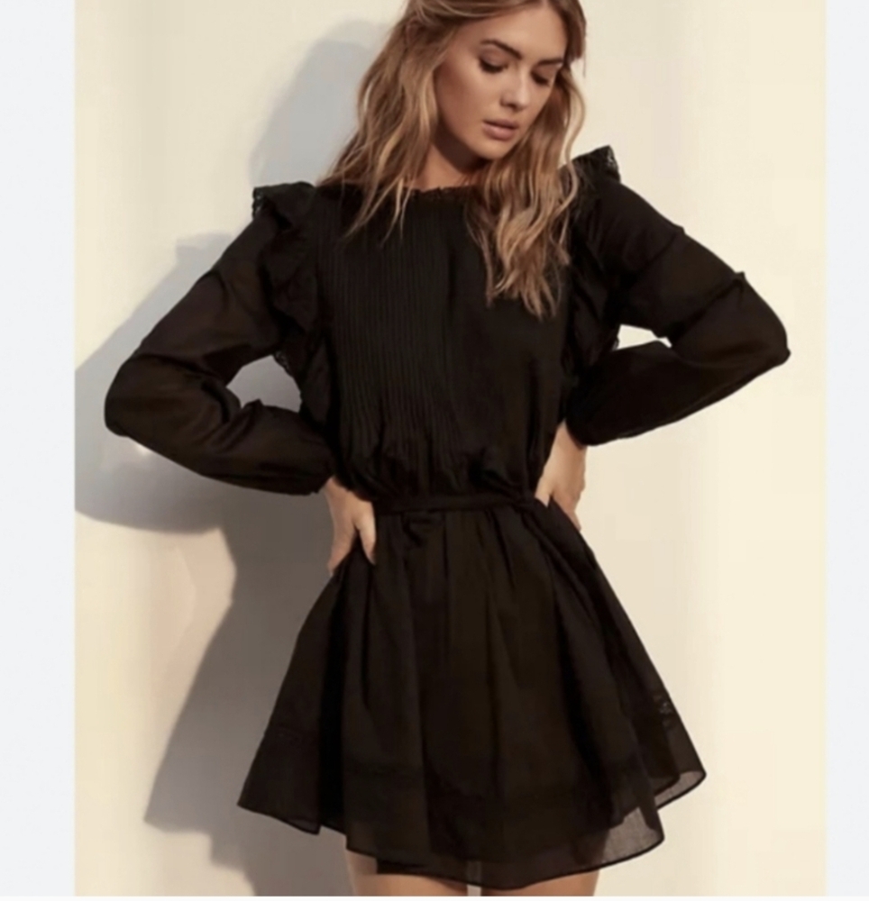 Aritzia Wilfred La Boheme Elia Black Minidress Size XS